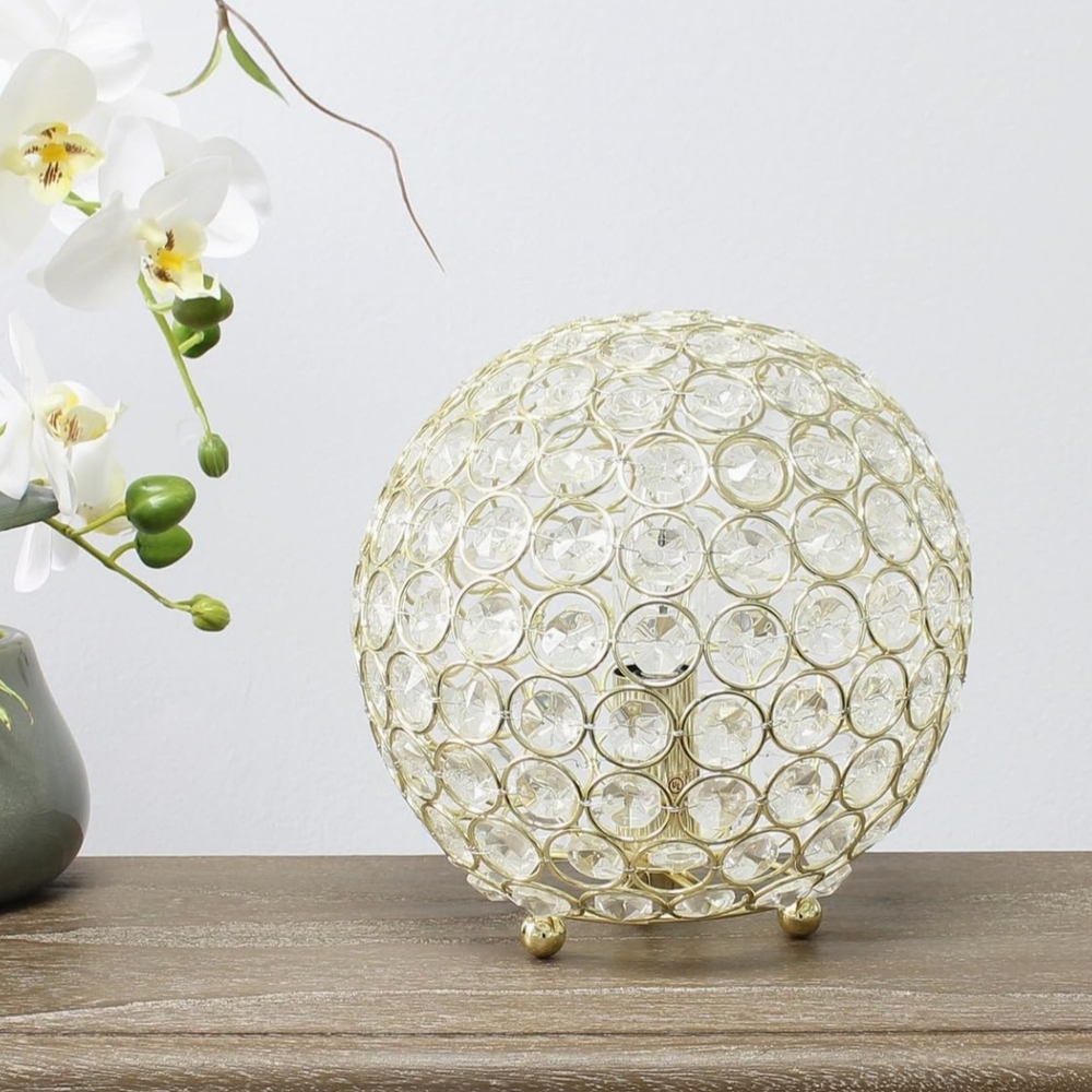 Gold Glam Crystal Sphere Orb Table Light